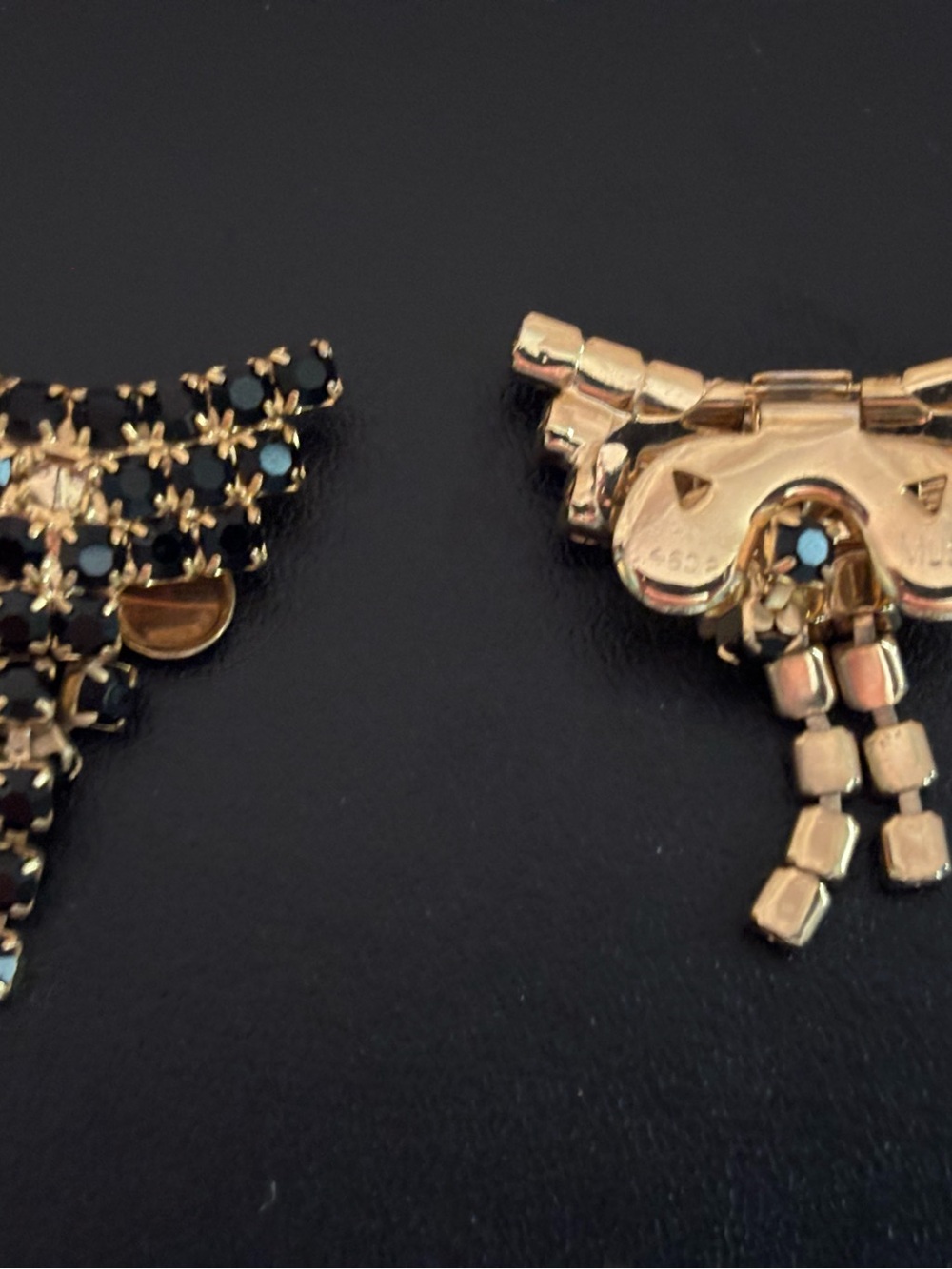 Gold-Tone shoe  clips with Black Crystals